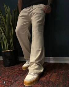 تصویر شلوار اسلش لینن مردانه رنگ کرم Men's Linen Slush Pants Cream Color