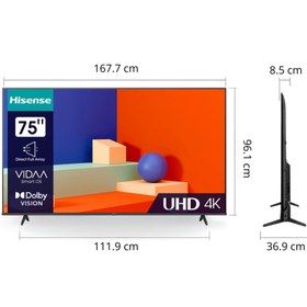 تصویر تلویزیون ۷۵ اینچ هایسنس مدل 75A62KS فورکی اسمارت هوشمند HISENSE 75A62KS LED TV 4k smart