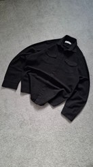 تصویر پیراهن نخی کنفی مشکی مردانه دو جیب کد PA0009 