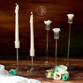 تصویر شمعدان پیرکس قلمی مدل شیاردار شمعدان قلمی پیرکس شیار دار