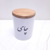 تصویر بانکه سرامیکی درب چوبی طرح چای 