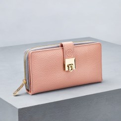 تصویر کیف پول زنانه چرمی صورتی 