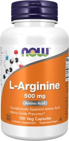 تصویر آرژنین ناو 500 میلی گرم 100 عدد NOW Foods, L-Arginine, 500 mg, 100 Veg Capsules