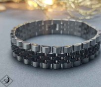 تصویر دستبند رولکس استیل مشکی نقره ای ۱۴ میل 