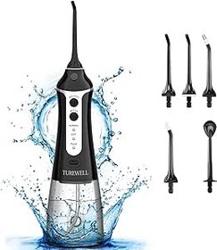 تصویر شستشوی دهان و دندان شارژی Water Flosser - TUREWELL 300ML قابل حمل و شارژی IPX7 تمیز کننده دندان ضد آب، خاموشی خودکار 2 دقیقه برای استفاده در سفر و خانواده - ارسال 20 روز کاری ا Water Flosser Cordless Dental Oral Irrigator - TUREWELL 300ML Portable and Rechargeable IPX7 Waterproof Teeth Cleaner, 2 Minutes Auto Shut-Off for Travel & Family Use Water Flosser Cordless Dental Oral Irrigator - TUREWELL 300ML Portable and Rechargeable IPX7 Waterproof Teeth Cleaner, 2 Minutes Auto Shut-Off for Travel & Family Use