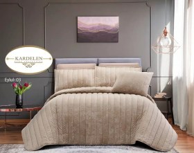 تصویر سرویس روتختی عروس لامیسون کاردلن مدل Eylul رنگ قهوه ای دو نفره (کینگ) 7 تکه 