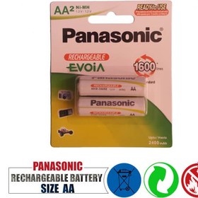 تصویر باتری قلمی شارژی پاناسونیک مدل 2400mAH ا Panasonic Evoia Rechargeable 2400mAh Battery Pack of 2 Panasonic Evoia Rechargeable 2400mAh Battery Pack of 2