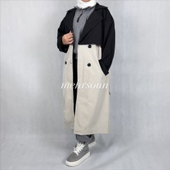 تصویر بارانی بلند زنانه کد ۴۱۷ - سفید مایل به کرم 