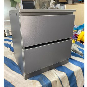 تصویر پاتختی دو کشو دستگیره مخفی MDF 