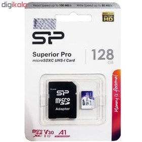 تصویر رم میکرو SDXC سیلیکون پاور مدل Superior Pro A1 کلاس 10 استاندارد UHS-I U3 سرعت 100MBps ظرفیت 128 گیگابایت به همراه آداپتور ا Silicon Power 128GB R/W up to 100/ 80MB/s Superior Pro Micro SDXC UHS-I (U3), V30 4K A1, High Speed MicroSD Card with Adapter Silicon Power 128GB R/W up to 100/ 80MB/s Superior Pro Micro SDXC UHS-I (U3), V30 4K A1, High Speed MicroSD Card with Adapter