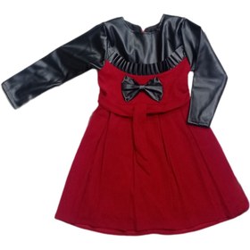 تصویر پیراهن دخترانه آستین چرم - 50 