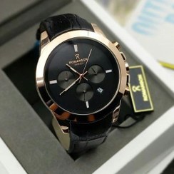تصویر ساعت مچی مردانه ROMANSON Zurich High quality مردونه رومانسون زوریخ سفارشی با کیفیت عالی سه موتور فعال دارای روز شمار قفل کلیپسی کرنوگراف ضدآب در حد دست شستن بند چرم اصل فیکسی موتورکوارتز قاب رنگ ثابت طرح کوکو به همراه جعبه Romanson