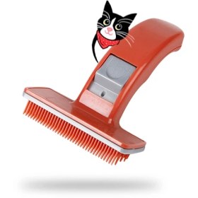 تصویر برس موی یک طرفه سگ و گربه با دکمه تخلیه مو – Single-sided dog and cat hair brush with hair discharge button 