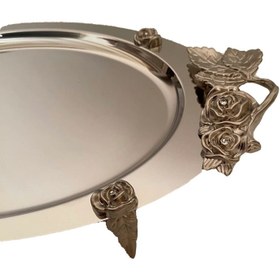 تصویر سینی نگار استیل مدل بیضی _ نقره ایی oval-silver steel tray