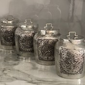 تصویر بانکه مسی قلم‌زنی خمره‌ای 