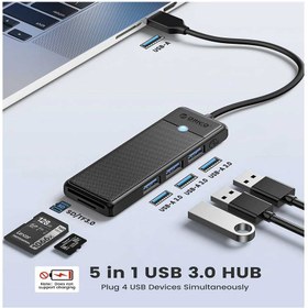 تصویر هاب USB 3.0 پنج پورت اوریکو مدل PAPW3AT-U3-015 ORICO PAPW3AT-U3-015 USB 3.0 5-in-1 Hub