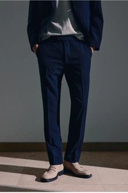 تصویر شلوار Slim Fit Seersucker Suit مردانه سرمه ای اچ اند ام 