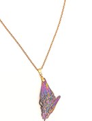 تصویر گردنبند تورمالین پر طاووسی رنگین کمانی 