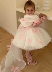 تصویر لباس مجلسی دخترانه پرنسسی صورتی سایز ۶ سال 