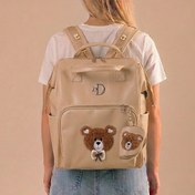 تصویر کوله پشتی لوازم نوزاد تدی کانگومام چرم مصنوعی ضد تعریق جاپستونکی دار 