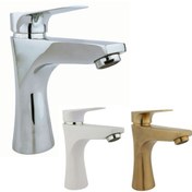 تصویر شیر روشویی راسان مدل آتیس رنگ کروم و طلایی و سفید 