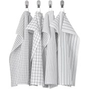 تصویر دستمال آشپزخانه پنبه ای ایکیا 4 عددی مدل RINNIG IKEA ا RINNIG Tea towel white/dark grey/patterned 45x60 cm RINNIG Tea towel white/dark grey/patterned 45x60 cm