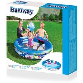 تصویر استخر بادی کودک با توپ و حلقه بادی بست وی bestway 51120 bestway 51120