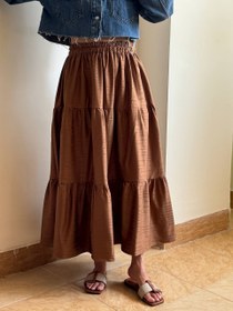 تصویر دامن بلند ژاکارد چی چی مد مدل موکا 