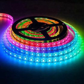 تصویر ال ای دی نواری ws2812 تراکم 60 بدون روکش WS2812B 60 Pixel LED Strip