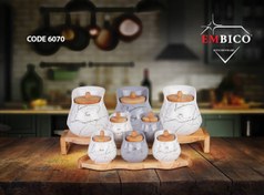 تصویر ست پاسماوری ۸ پارچه یقه دار ماربل امبیکو 