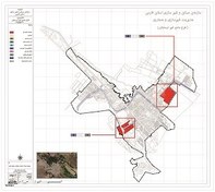 تصویر عنوان نقشه: محور ها و مراکز مختلط خدماتی در مقیاس ناحیه ای شهر ارسنجان 
