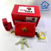 تصویر قفل درب حیاط با 3 کلید برنجی سان مکس 