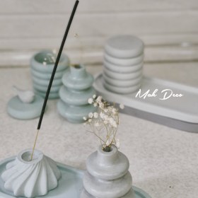 تصویر ست دکوری 3 تیکه سبز+طوسی مینیمال 