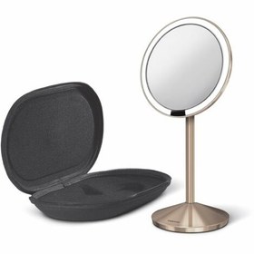 تصویر آینه آرایش شارژی سنسور دار باکیف مسافرتی رزگلد سیمپل هیومن simplehuman Sensor Mirror Mini With Travel Case, Rose Gold 