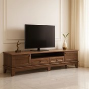 تصویر میز تلویزیون آرچین چوب مدل نئوکلاسیک 2 متری مناسب برای تلوزیون 85 اینچ 