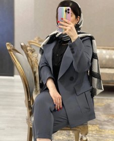 تصویر مانتو شلوار کتی شیک جنس مازراتی کد 125 