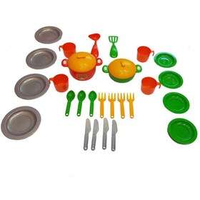 تصویر ست اسباب بازی آشپزخانه زرین تویز طرح 43 تکه مدل M4 Zarin Toys kitchen toy set, 43 pieces, model M4