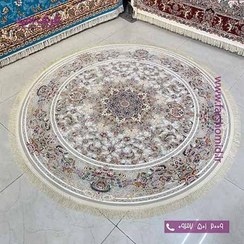 تصویر فرش ماشینی گلبرجسته قطر ۲ متر ۱۲۰۰ شانه طوسی 