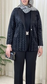 تصویر کت مخمل مشکی مجلسی پرنسا 