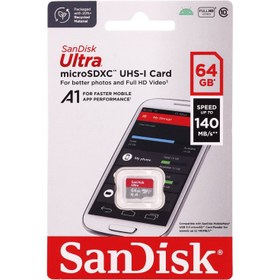 تصویر رم میکرو اس دی 64 گیگ سن دیسک SanDisk Ultra U1 A1 C10 140MB/s 