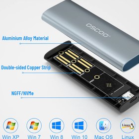 تصویر قاب هارد SSD M2-NVME برند OSCOO مدل OSND1 همراه با کابل TYPE-C 