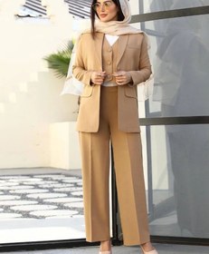 تصویر ست کت شلوار و جلیقه یاقوت کد : RD52876 - سبز کله غازی / 1 ( 38 - 42 ) Women's jacket and pants