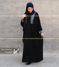 تصویر عبا اسپرت فری سایز کرپ عبایی مدل نجلا مزون نجما - مشکی / سایز Sport Abaya Najla Abaya