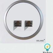 تصویر سوکت تلفن دوقلو چهارخط دلند پلاس مدل آوا سفید زه نقره ای 