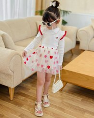 تصویر شومیز و دامن دخترانه ست دو تیکه مدل قلب جنس پنبه فانریپ مناسب ۱ تا ۹ سال - ۳۵ 