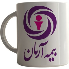 تصویر ماگ چاپلینو با طرح آرم بیمه آرمان – M141 Chaplino mug with Arman insurance logo design