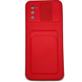 تصویر قاب سیلیکونی جاکارتی دار محافظ لنز کشویی سامسونگ - قرمز / A02 Jakarta Silicone Case With Samsung Sliding Lens Protector