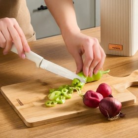 تصویر ست کارد آشپزخانه استندی کاراجا مدل Massimo Line کرم 