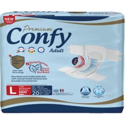 تصویر پوشک بزرگسالان پریمیوم کانفی سایز لارج بسته 20 عددی 
