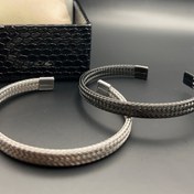 تصویر بنگل نقره ای پسرانه استیل فری سایز Boys' silver steel bangle